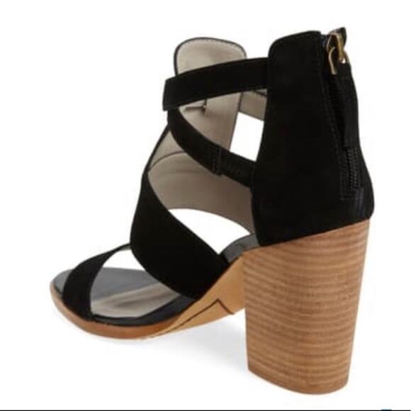 Hinge Cora Layered Block Heel Sandal Black Suede size 9.5 - Picture 6 of 12